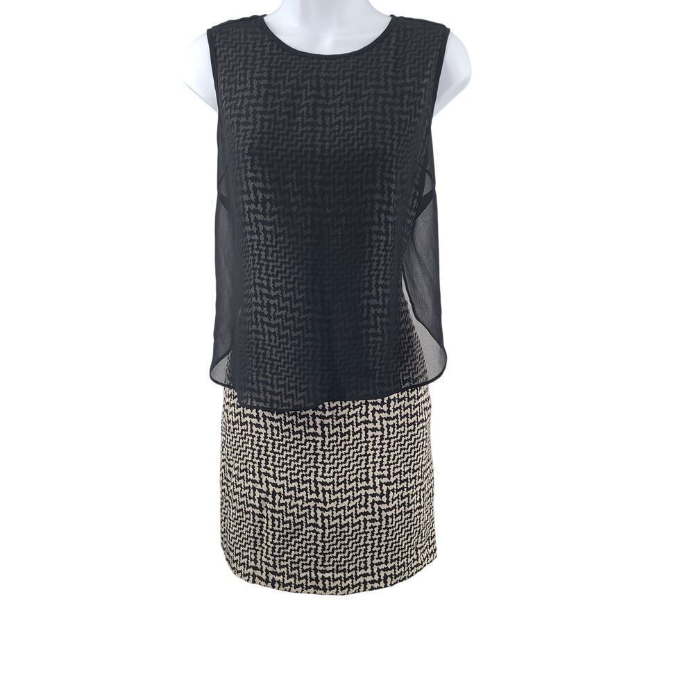 Rag & Bone women's silk layered Houndstooth print dress Size 4 Dark Academia
